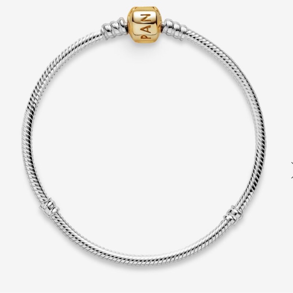 Authentic Pandora Moments Snake Chain Bracelet - Gold and Silver Two Tone 7.9 in